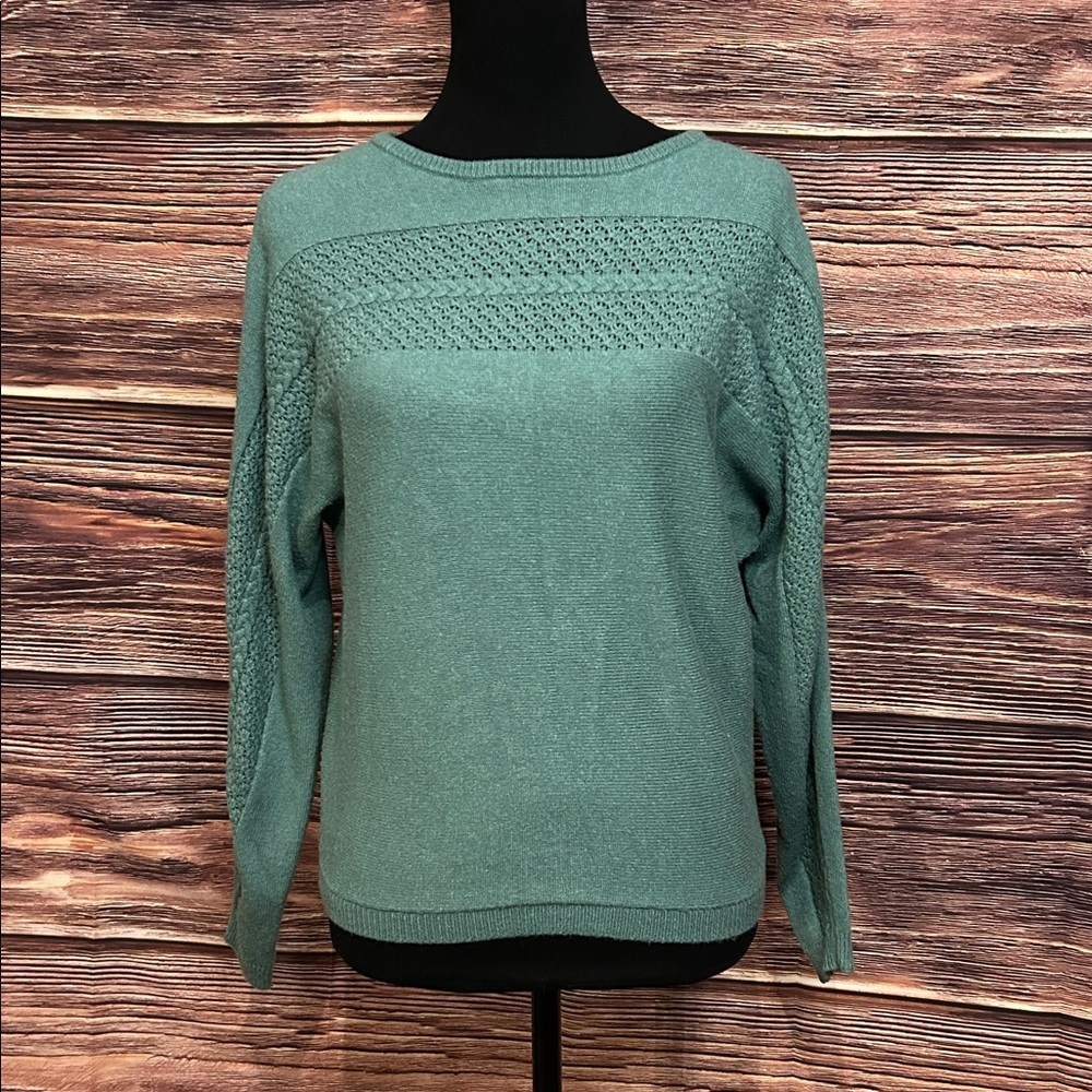 Magaschoni Teal Textured Knit Sweater | Large